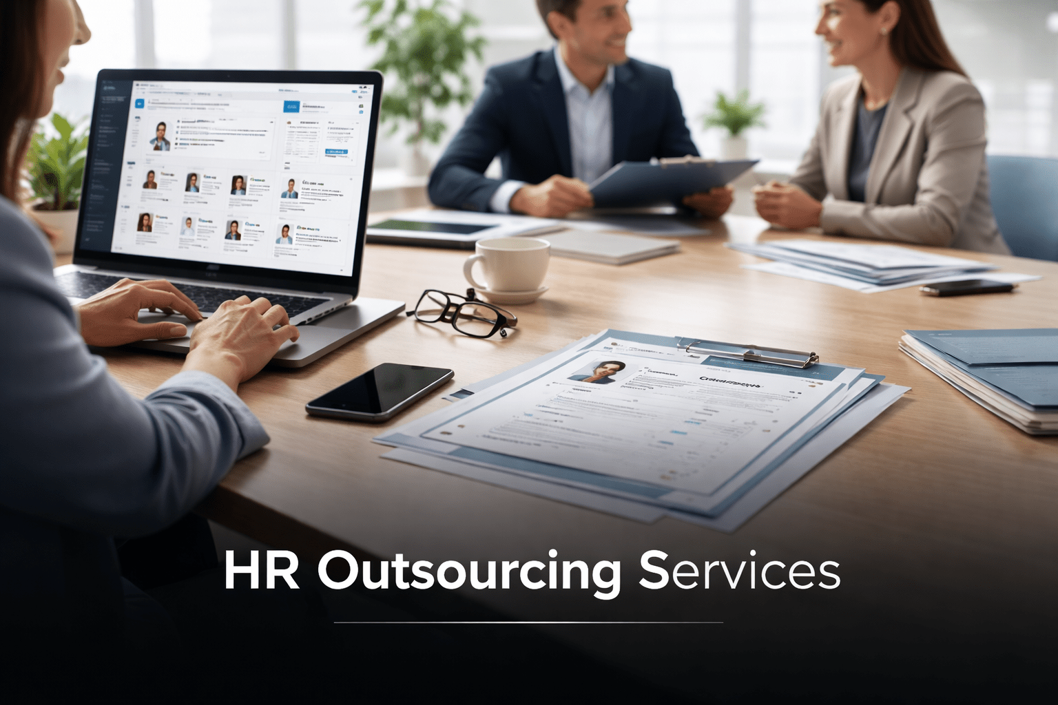 Professional HR outsourcing services handling recruitment, onboarding, and workforce management